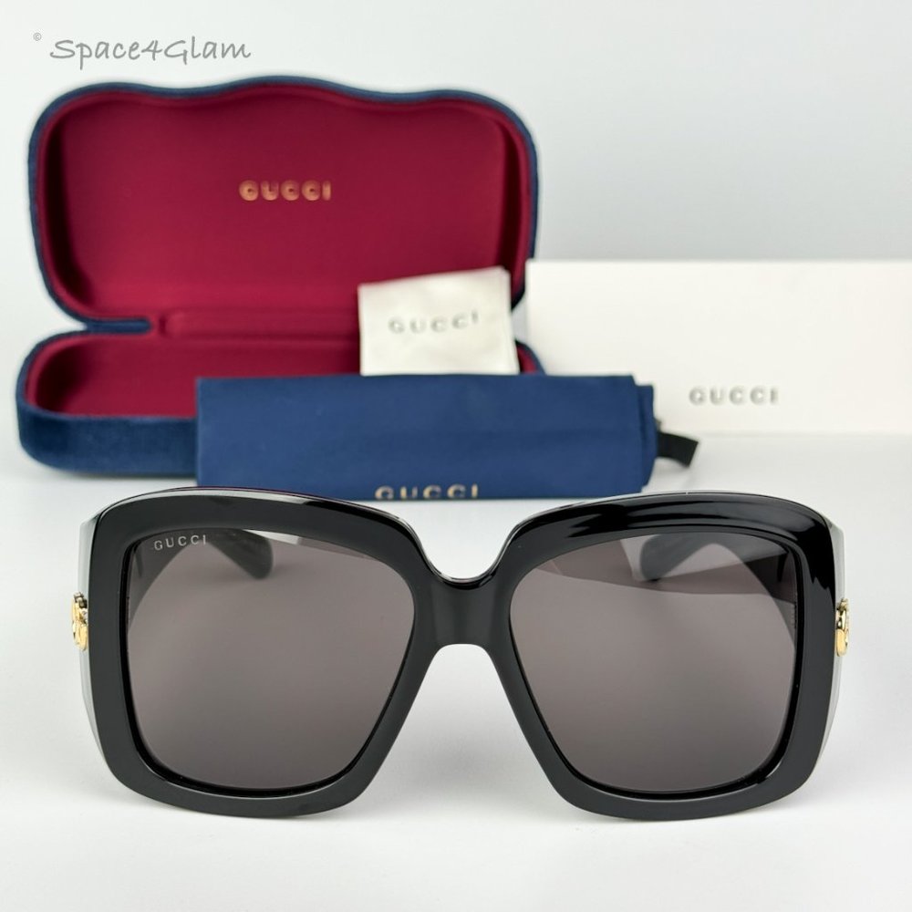 NEW Gucci GG1402S 001 Black Grey Women Square Sunglasses GG 1402S - Picture 4 of 12